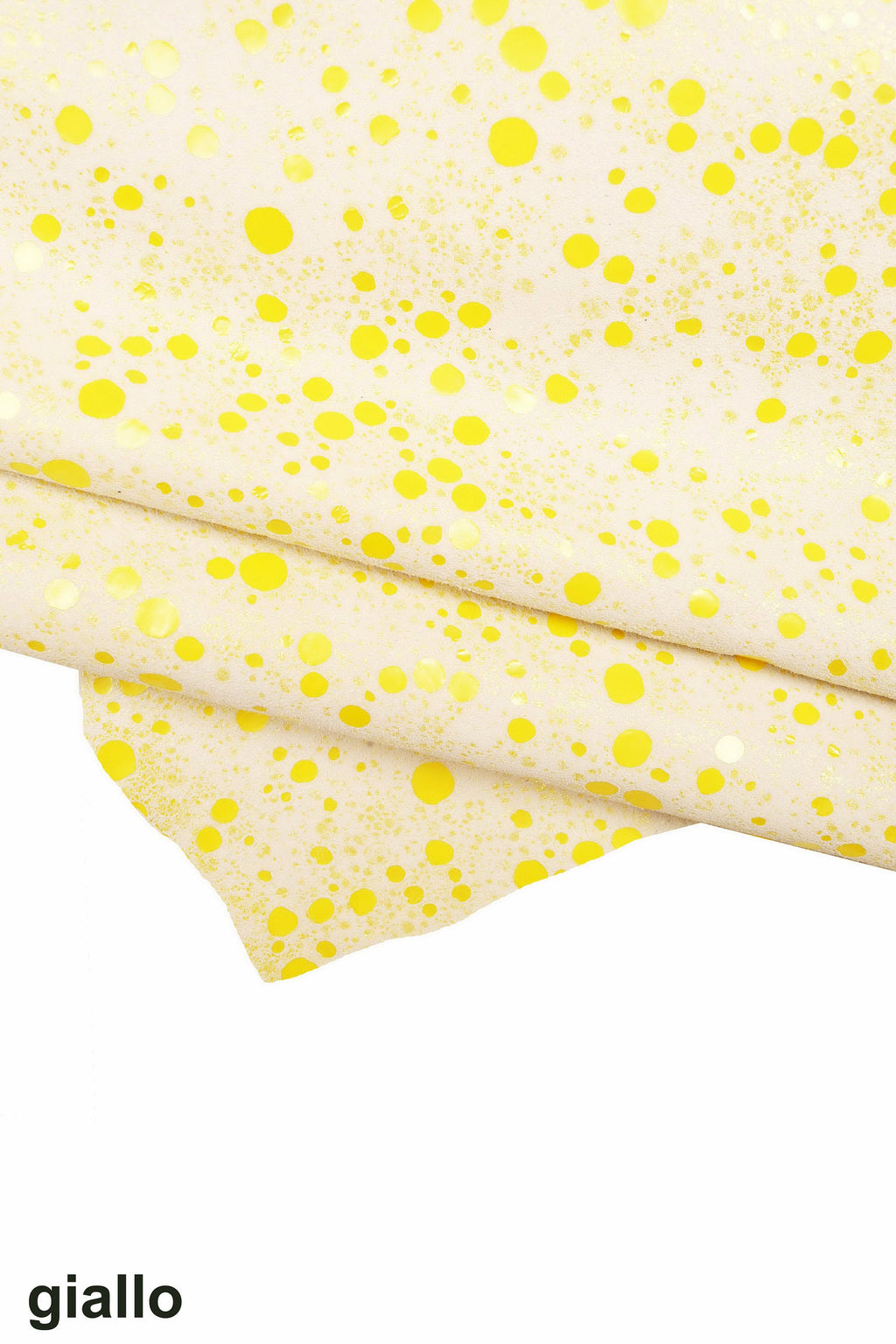 Yellow printed suede goatskin, polka dots textured goatskin, soft fancy skin B15965-ST La Garzarara