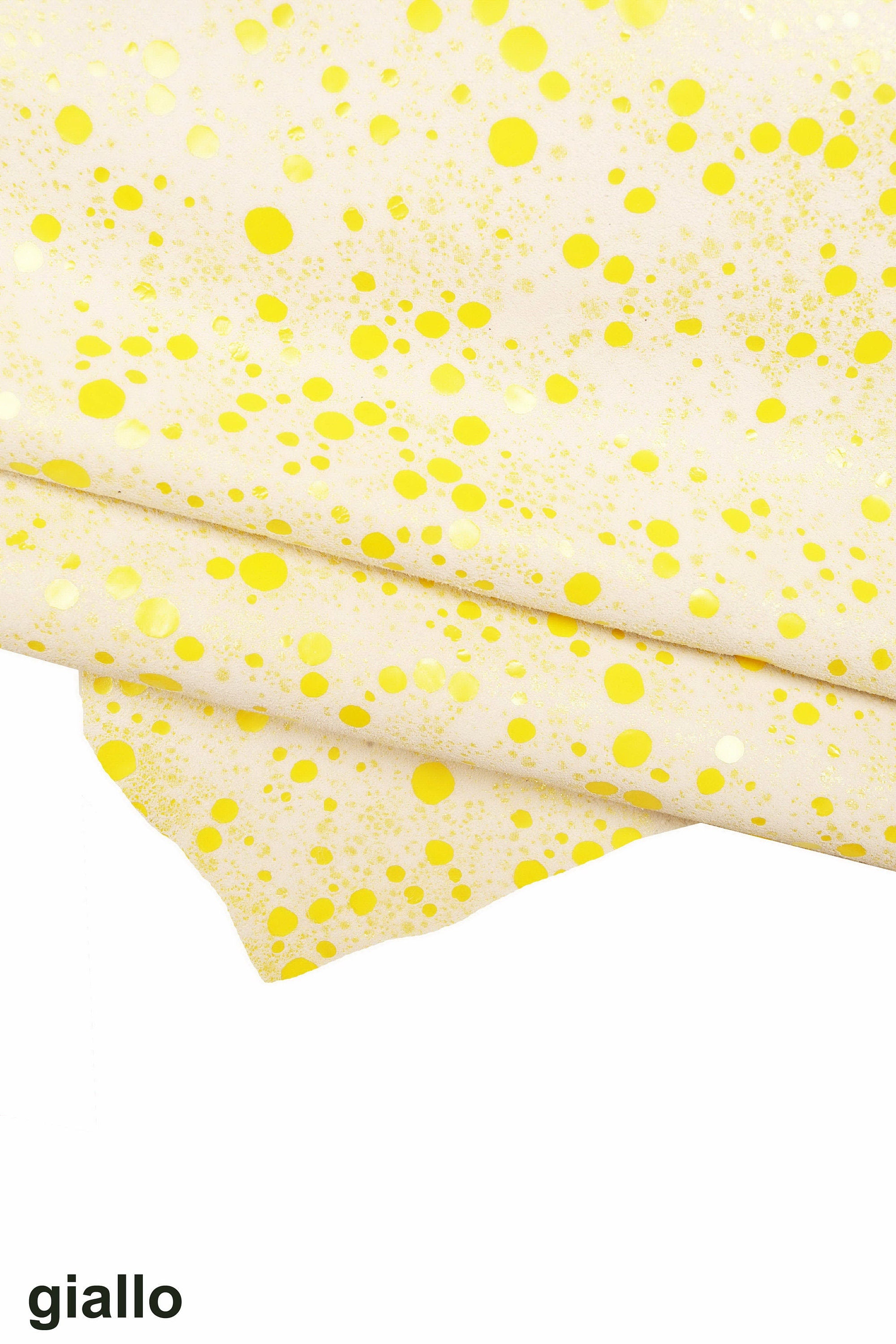 Yellow printed suede goatskin, polka dots textured goatskin, soft fancy skin B15965-ST La Garzarara