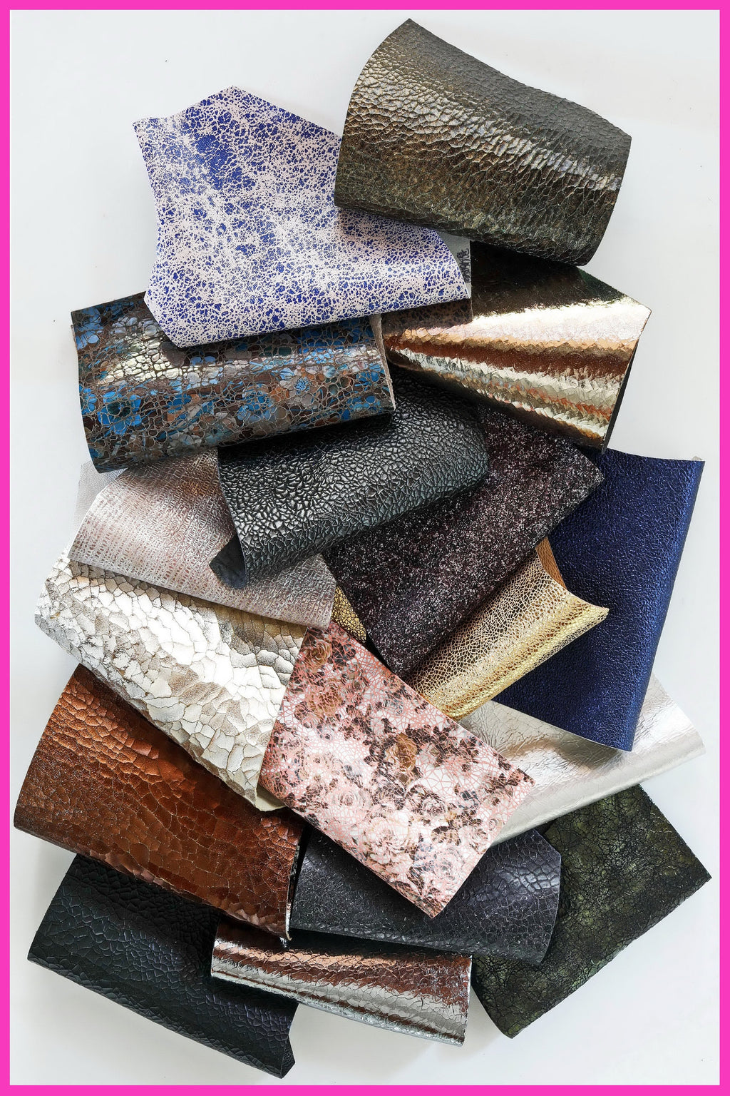 Cracked Leather Scraps, Foil Effect Pieces, Printed Crackled Offcuts for Jewelry and Small Crafts 0.300 kg B1501-RC La Garzarara