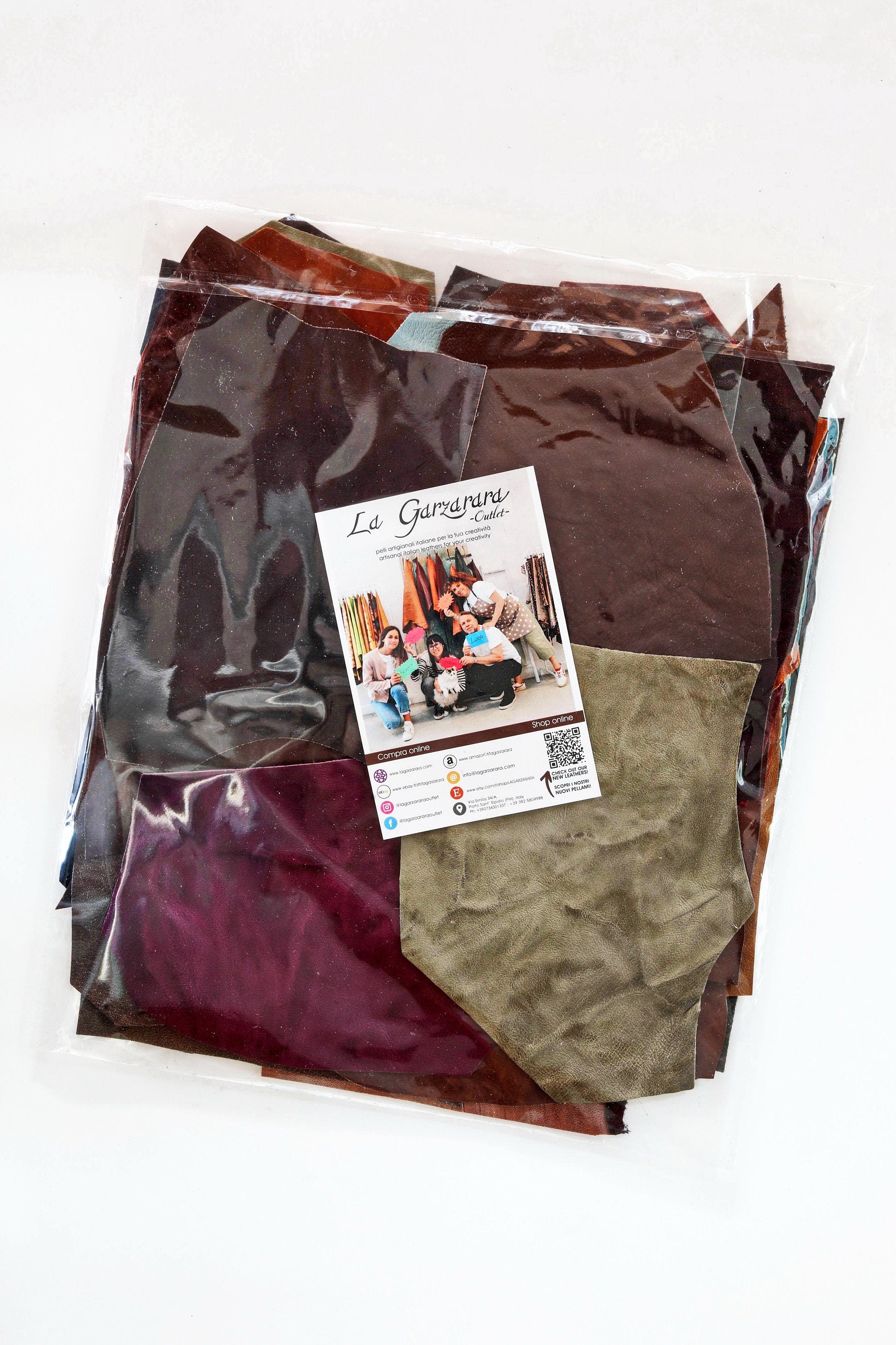 Washed Vintage Leather Scraps, Aged Distressed Pieces, Assorted Colors and Natural Finishes Offcuts B1503-RC La Garzarara
