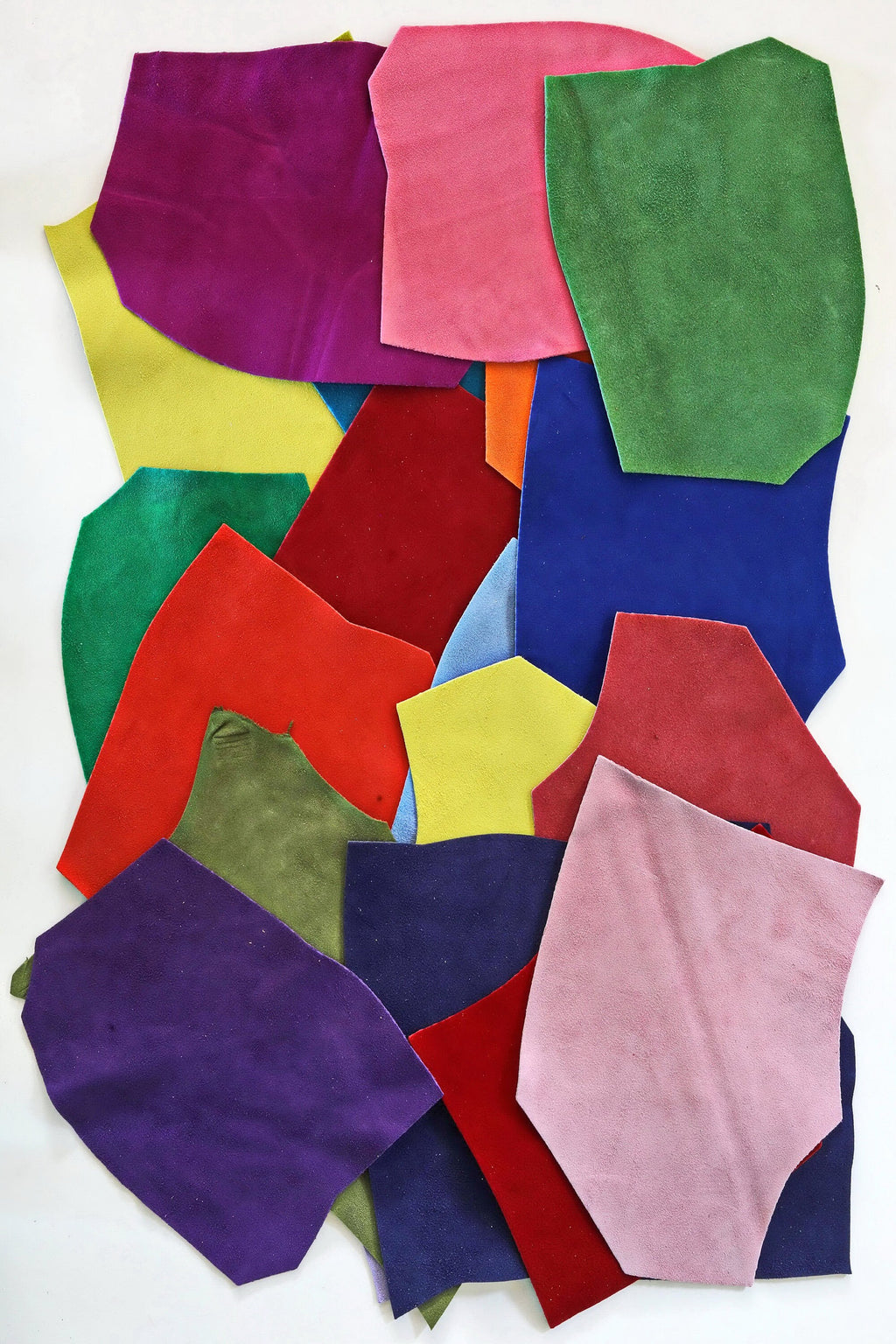 Leather SCRAPS bag, suede in BRIGHT colors, smooth and solid tones leather pieces 0,7 lbs(0,300 kg) - 1 lbs (0,500 kg) B1503-RC 