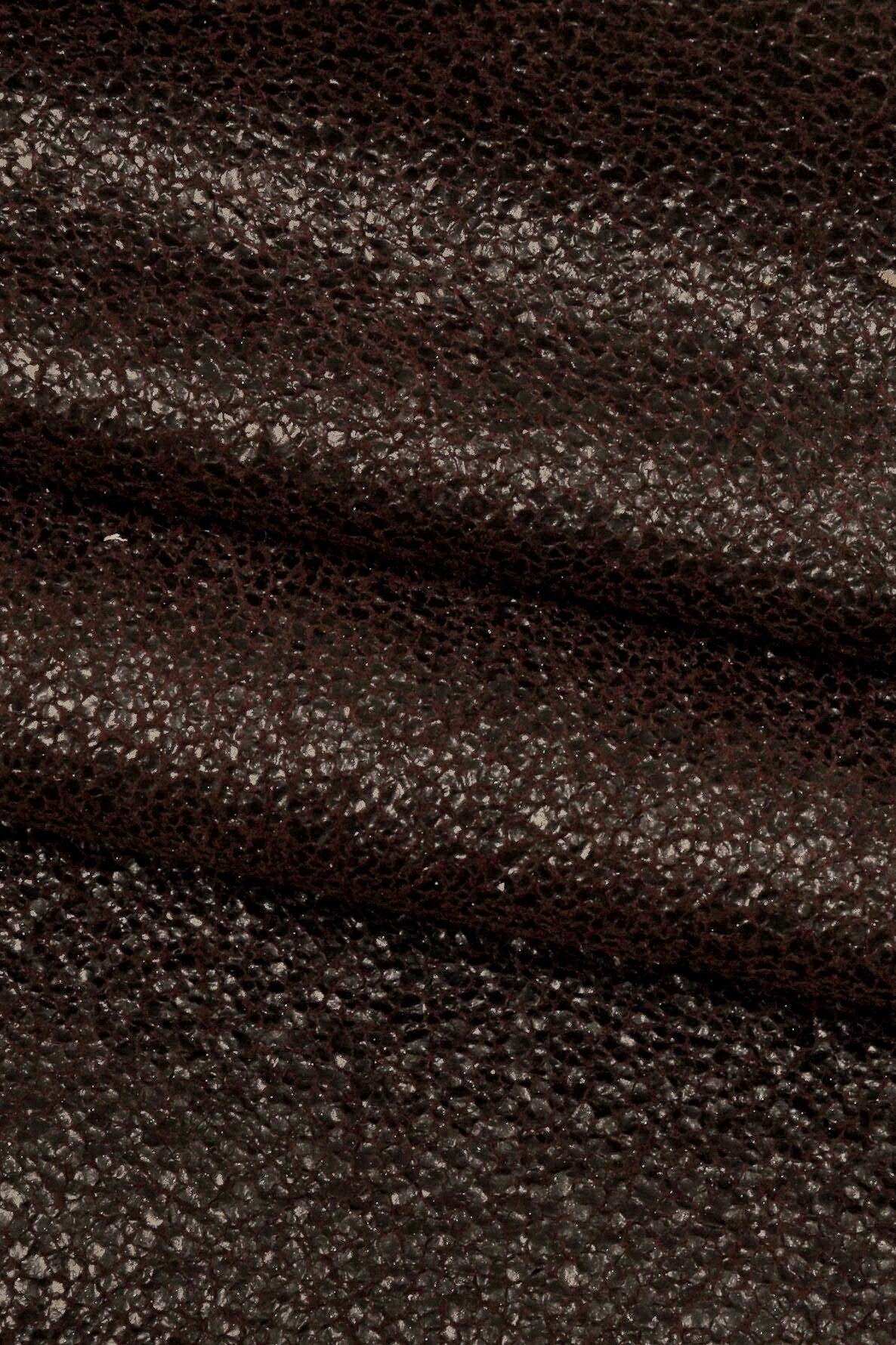 CRACKLED printed leather skin, brown purple textured suede goatskin, crack pattern on sporty soft hide B15954-ST La Garzarara