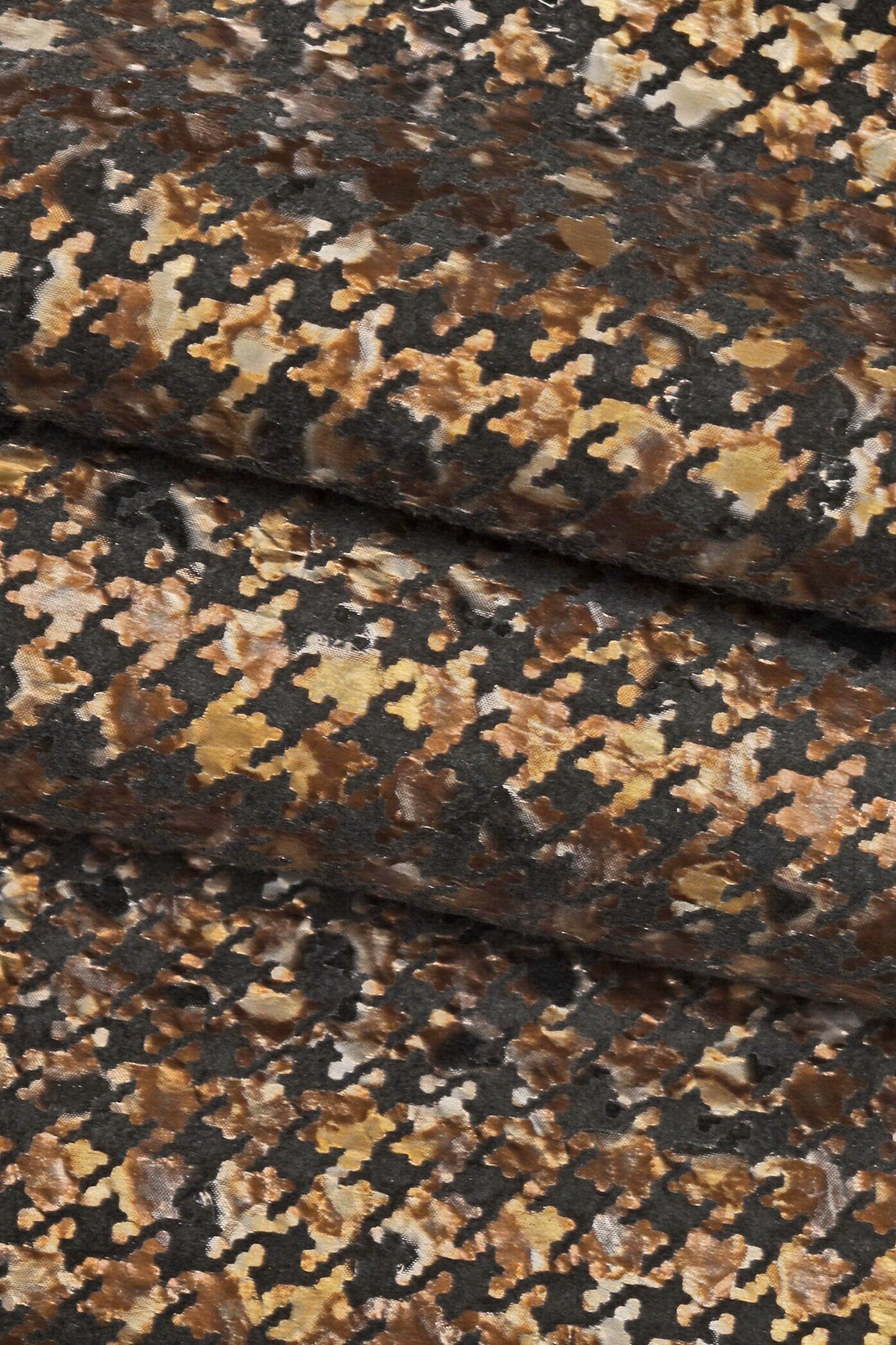 PIED de poule textured leather skin, brown blue gray metallic printed goatskin, bright soft skin B16026-MT(st) La Garzarara