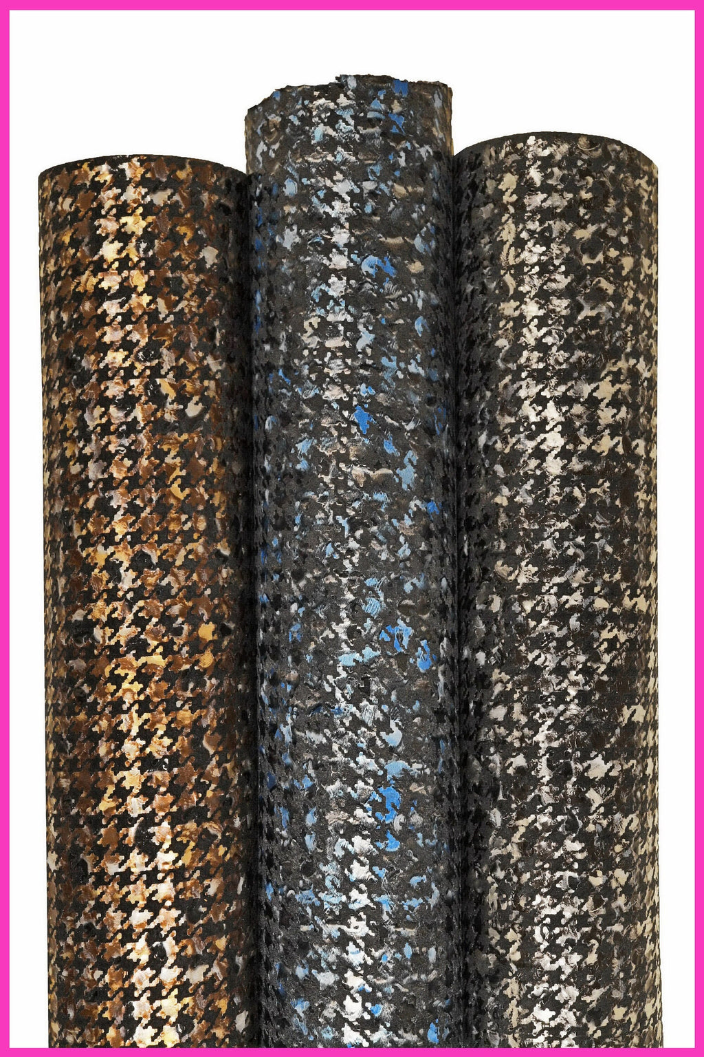 PIED de poule textured leather skin, brown blue gray metallic printed goatskin, bright soft skin B16026-MT(st) La Garzarara