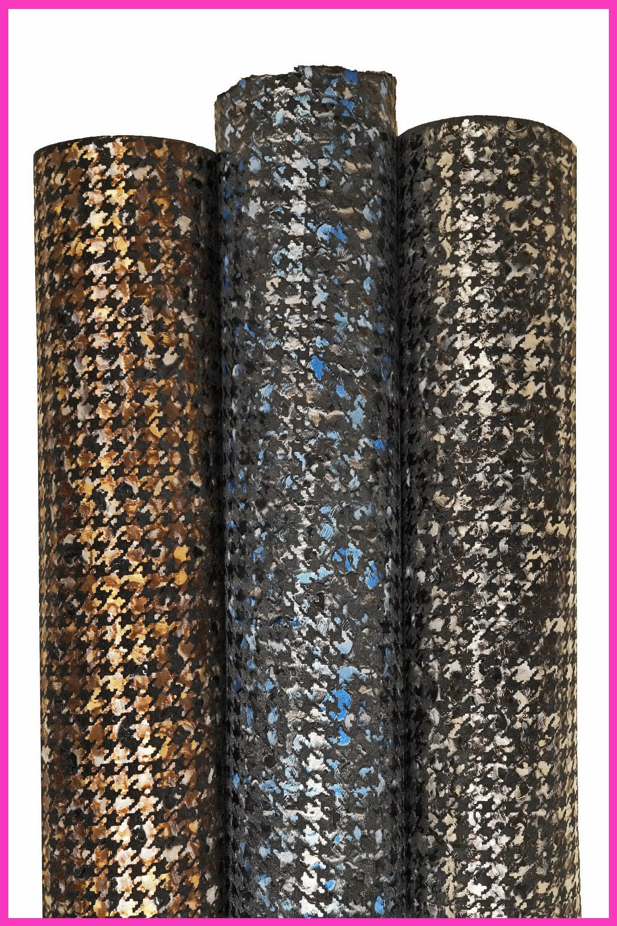 PIED de poule textured leather skin, brown blue gray metallic printed goatskin, bright soft skin B16026-MT(st) La Garzarara