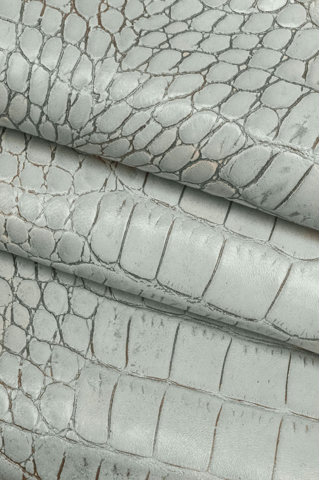 Pastel Croc Leather Hide, | Powder Blue, Stone & Blush Pink Italian Crocodile, Exotic Alligator Embossed Leather B16032-ST La Garzarara