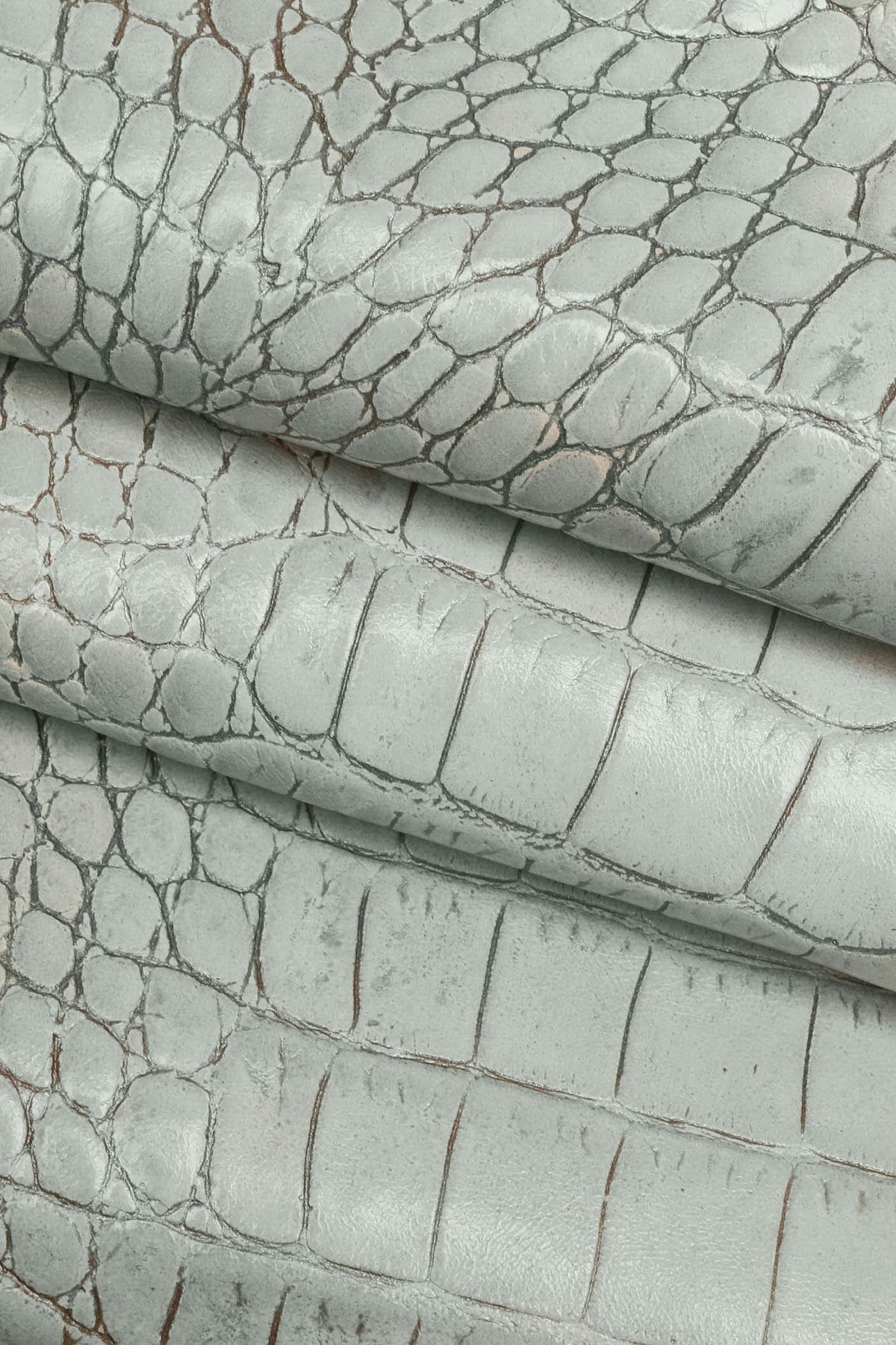 Pastel Croc Leather Hide, | Powder Blue, Stone & Blush Pink Italian Crocodile, Exotic Alligator Embossed Leather B16032-ST La Garzarara