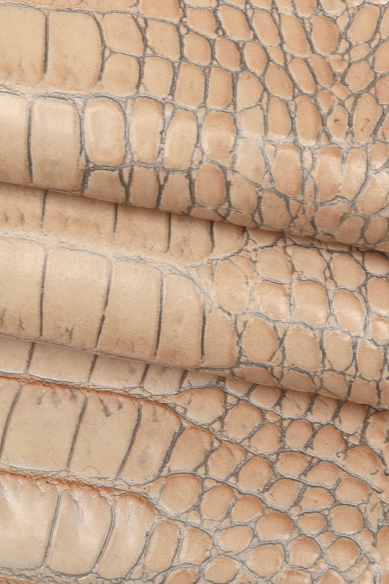 Pastel Croc Leather Hide, | Powder Blue, Stone & Blush Pink Italian Crocodile, Exotic Alligator Embossed Leather B16032-ST La Garzarara