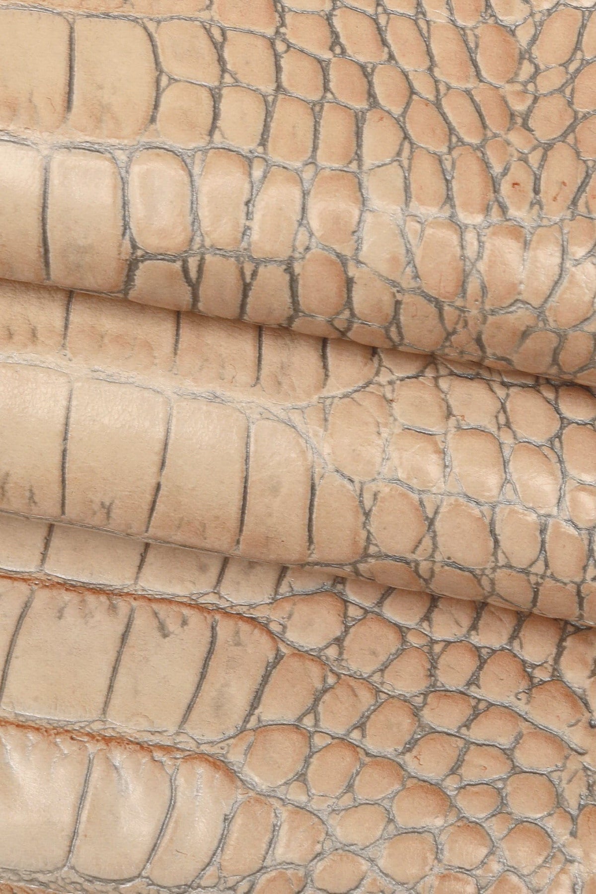 Pastel Croc Leather Hide, | Powder Blue, Stone & Blush Pink Italian Crocodile, Exotic Alligator Embossed Leather B16032-ST La Garzarara