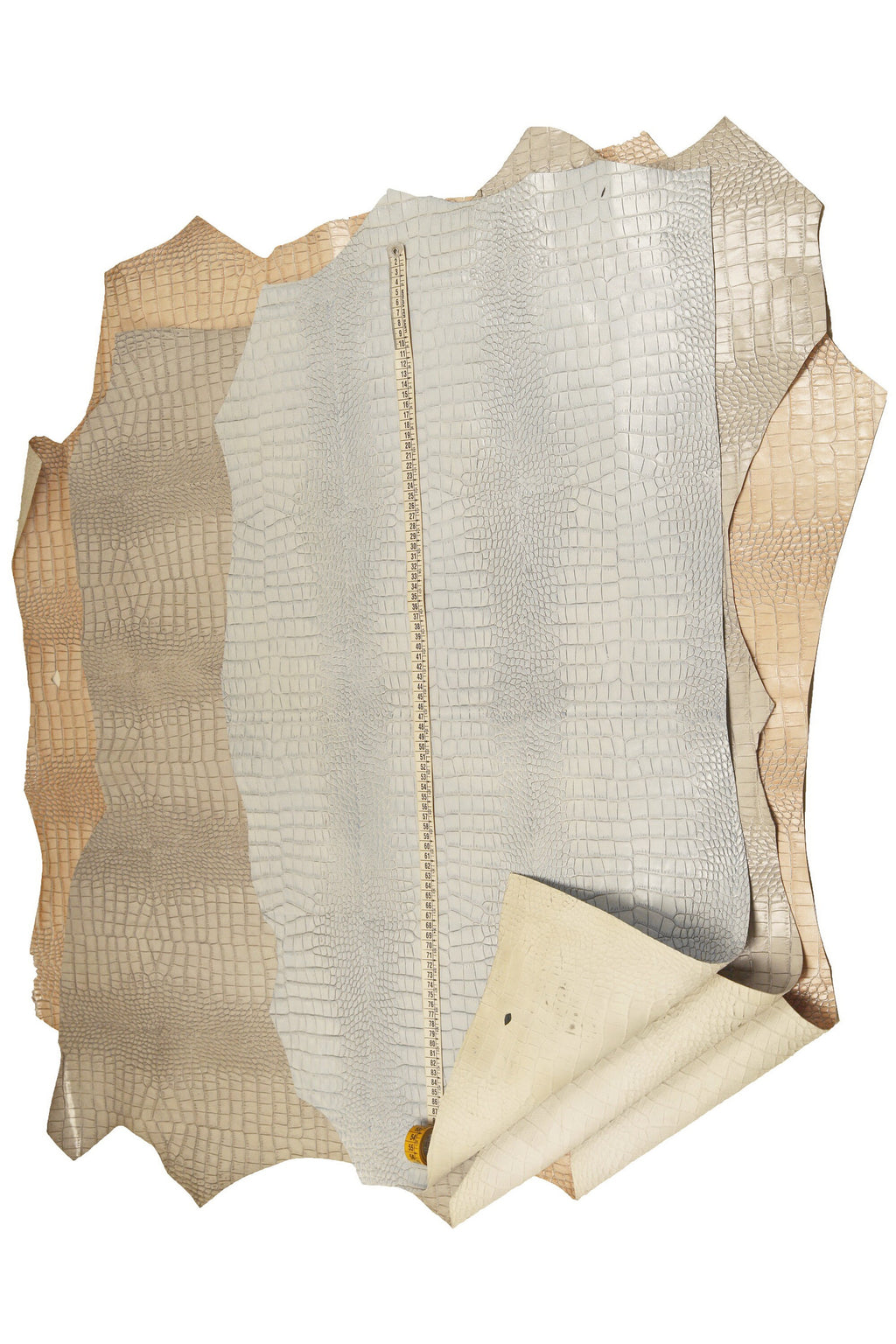 Pastel Croc Leather Hide, | Powder Blue, Stone & Blush Pink Italian Crocodile, Exotic Alligator Embossed Leather B16032-ST La Garzarara