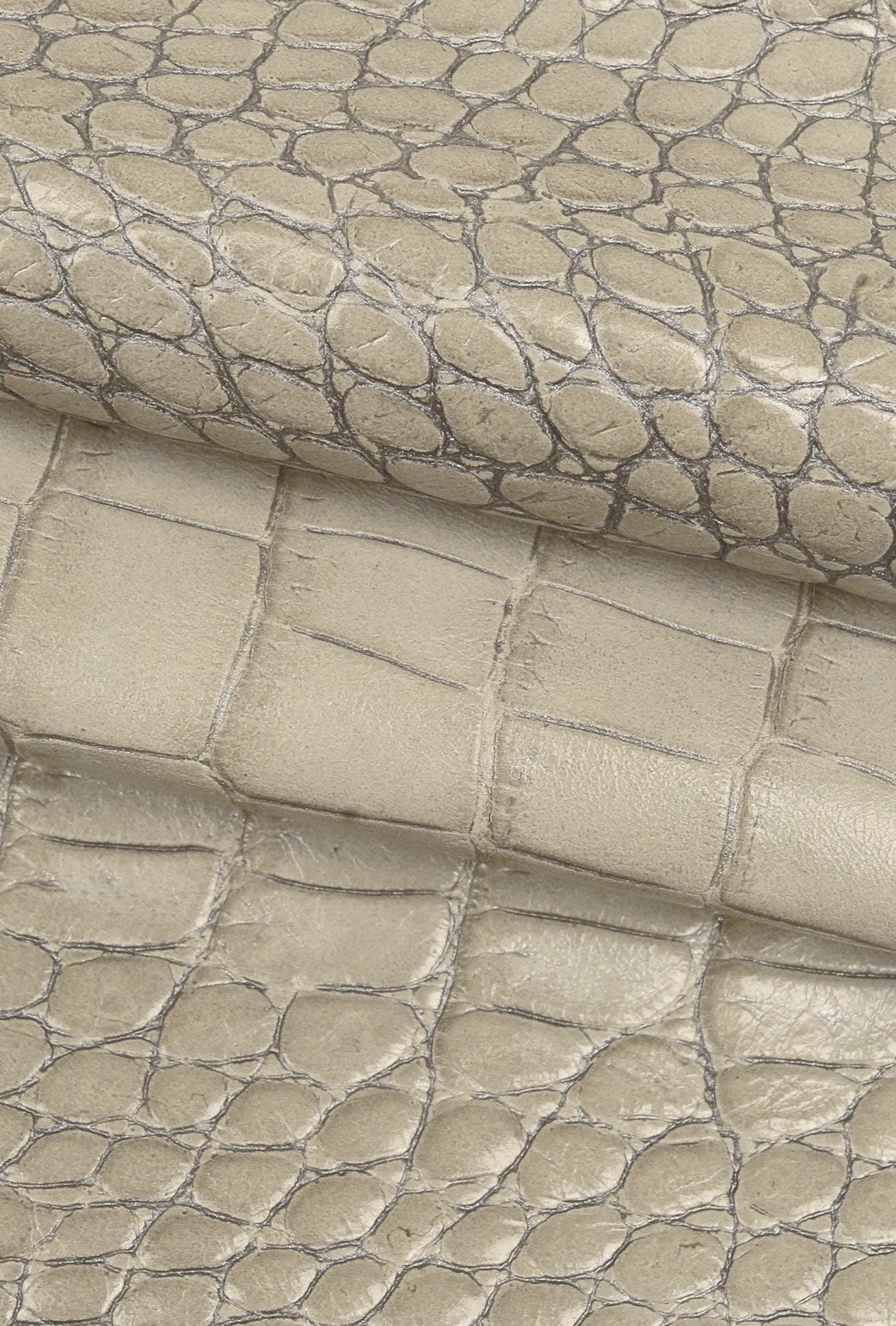 Pastel Croc Leather Hide, | Powder Blue, Stone & Blush Pink Italian Crocodile, Exotic Alligator Embossed Leather B16032-ST La Garzarara