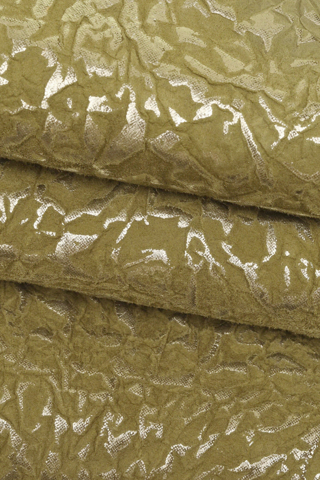 Raised print goatskin leather, green beige metallic stamped skin, bright embossed nubuck goat B15999-MT(ST) La Garzarara