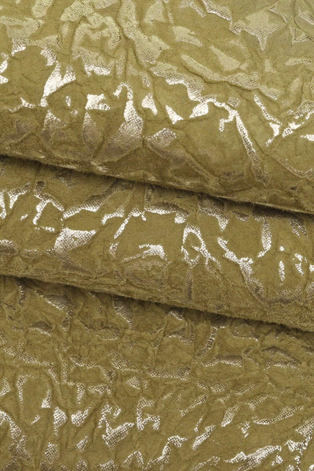 Raised print goatskin leather, green beige metallic stamped skin, bright embossed nubuck goat B15999-MT(ST) La Garzarara