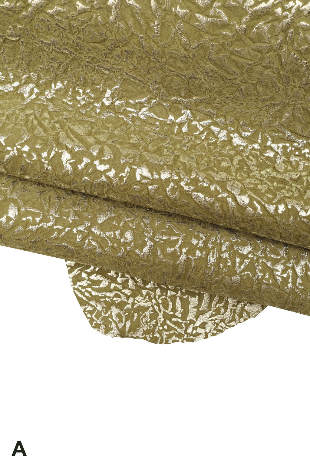 Raised print goatskin leather, green beige metallic stamped skin, bright embossed nubuck goat B15999-MT(ST) La Garzarara