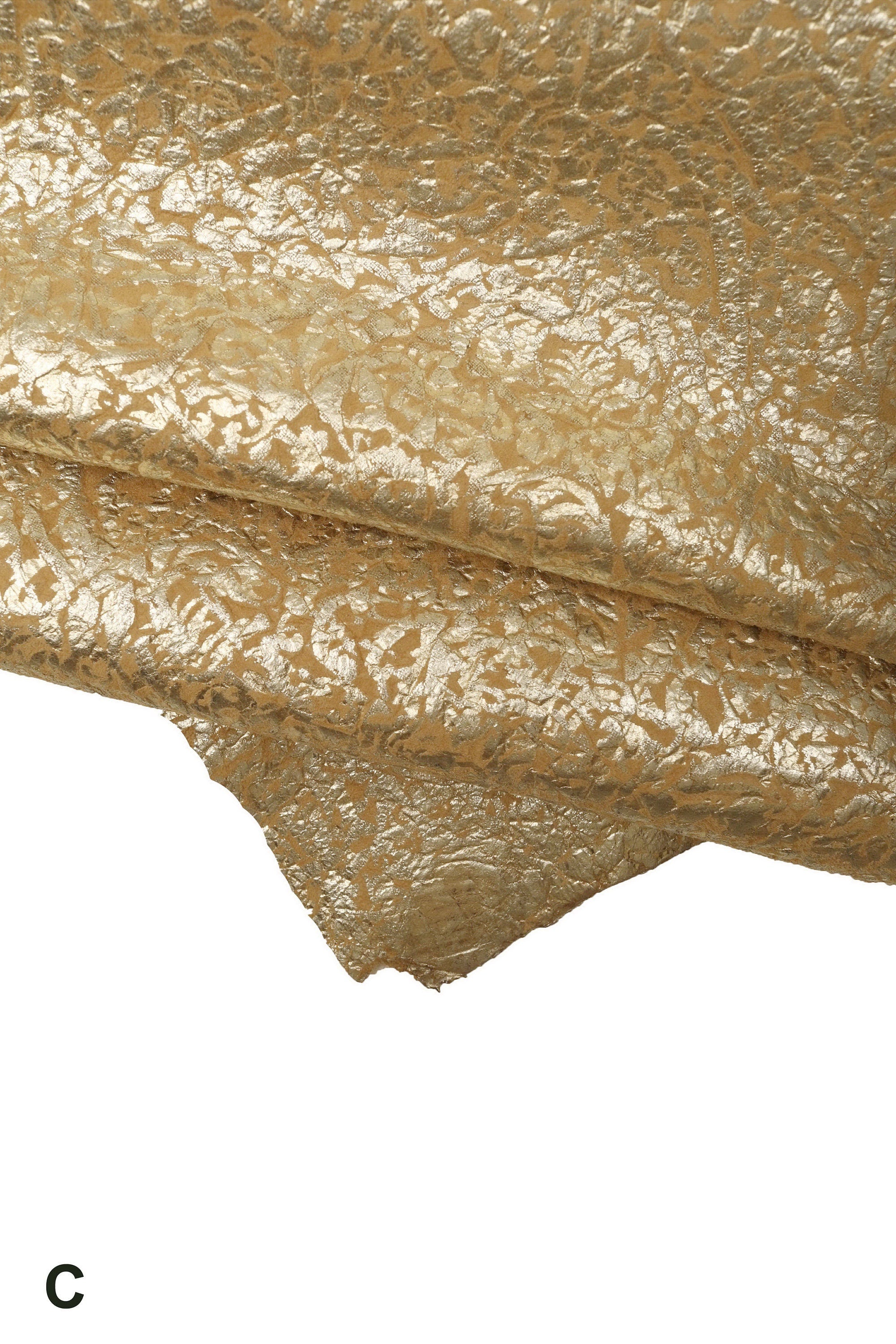 Raised print goatskin leather, green beige metallic stamped skin, bright embossed nubuck goat B15999-MT(ST) La Garzarara