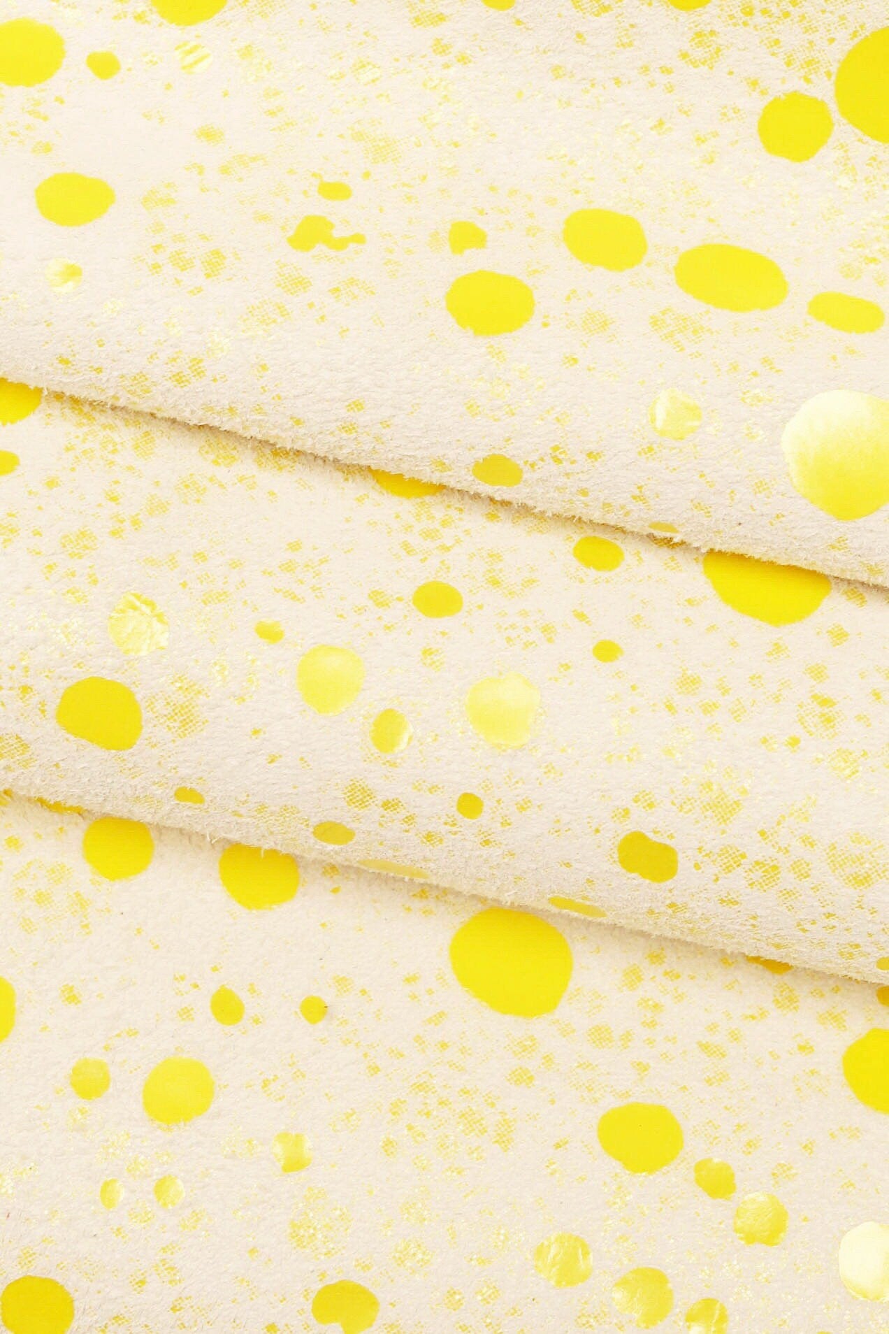 Yellow printed suede goatskin, polka dots textured goatskin, soft fancy skin B15965-ST La Garzarara