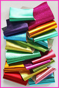 Leather scraps bag, METALLIC in BRIGHT colors, smooth, light grain or wrinkled effect 0,7 lbs - 0,300 kg B1506-RC La Garzarara 