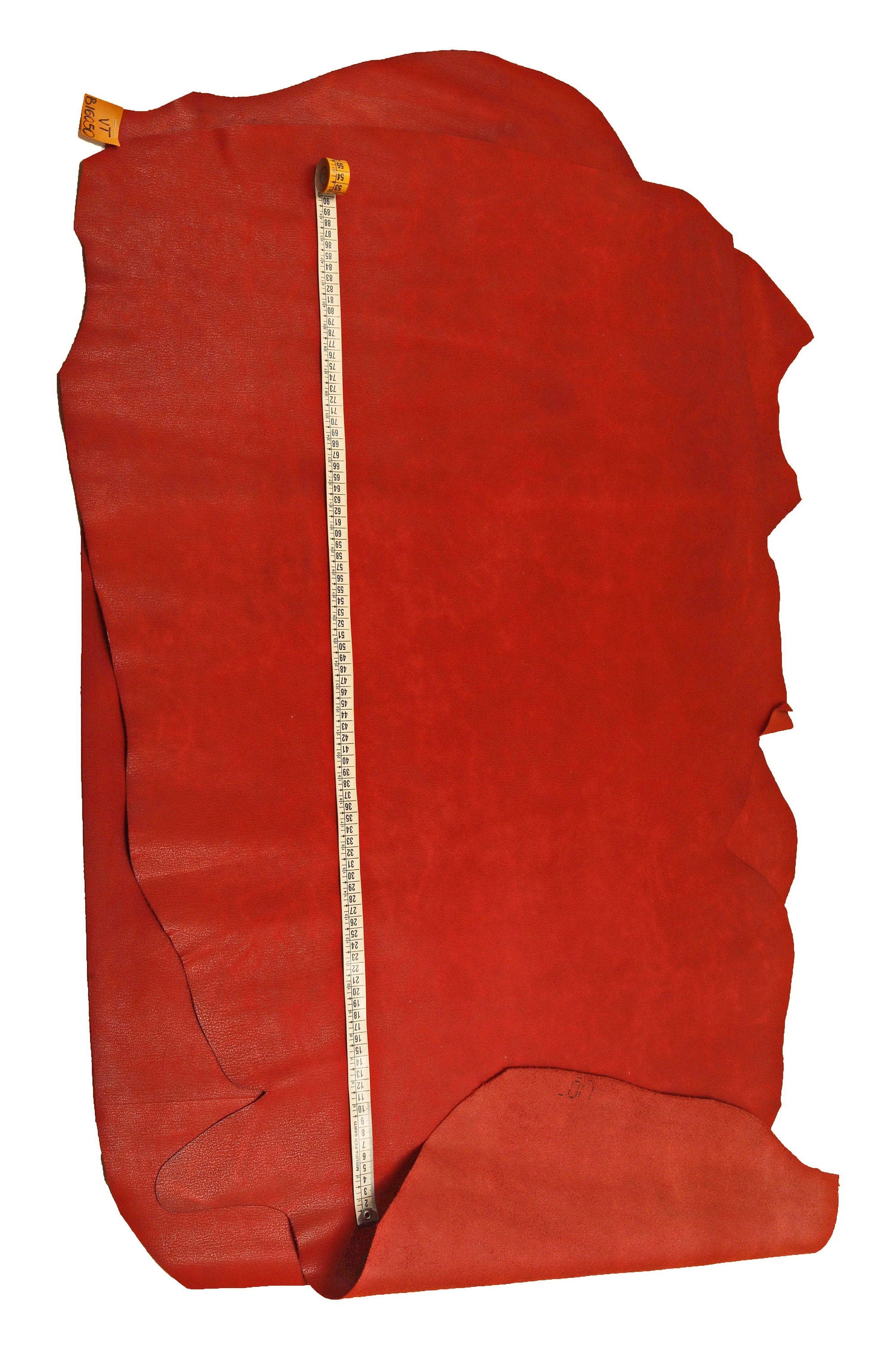 Red SPORTY leather hide, semi glossy calfskin with shades, vintage pebble grain printed cowhide, medium softness B16050-VT La Garzarara