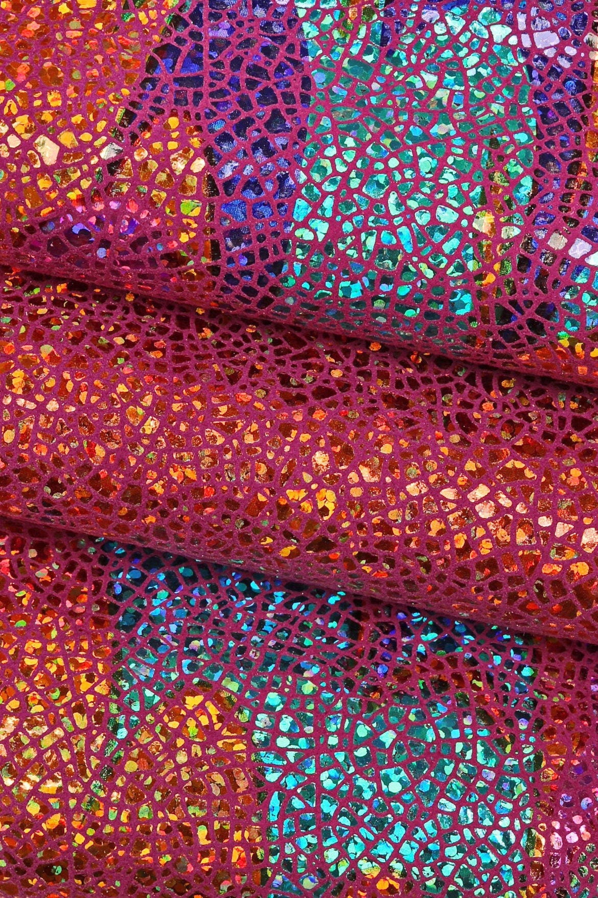 IRIDESCENT metallic goatskin, multicolor crackle printed skin with abstract pattern, soft bright hide B16073-MT(ST) La Garzarara