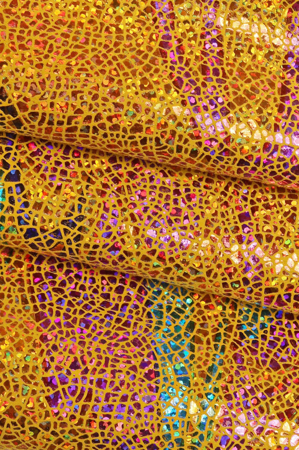 IRIDESCENT metallic goatskin, multicolor crackle printed skin with abstract pattern, soft bright hide B16073-MT(ST) La Garzarara