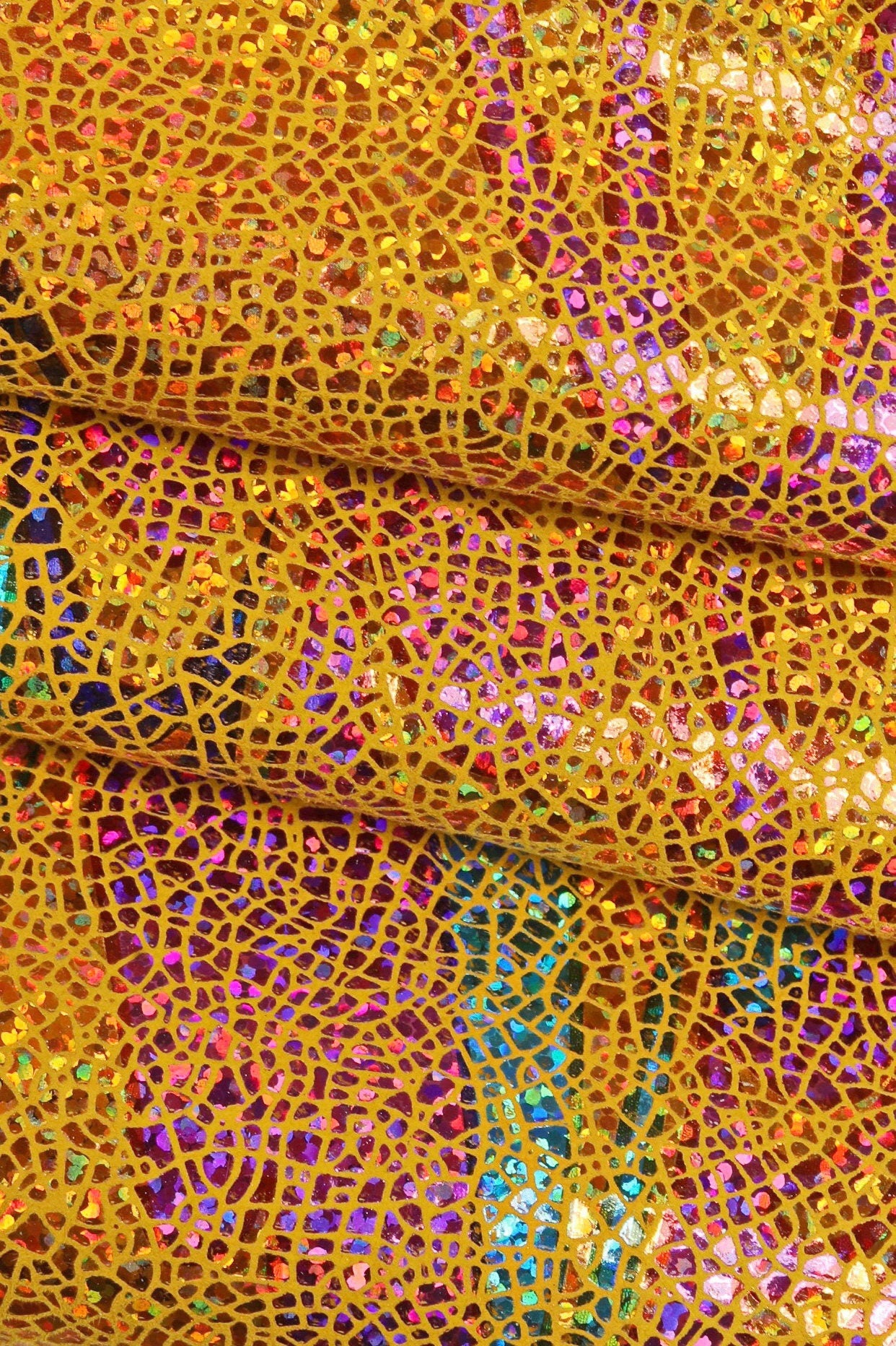 IRIDESCENT metallic goatskin, multicolor crackle printed skin with abstract pattern, soft bright hide B16073-MT(ST) La Garzarara