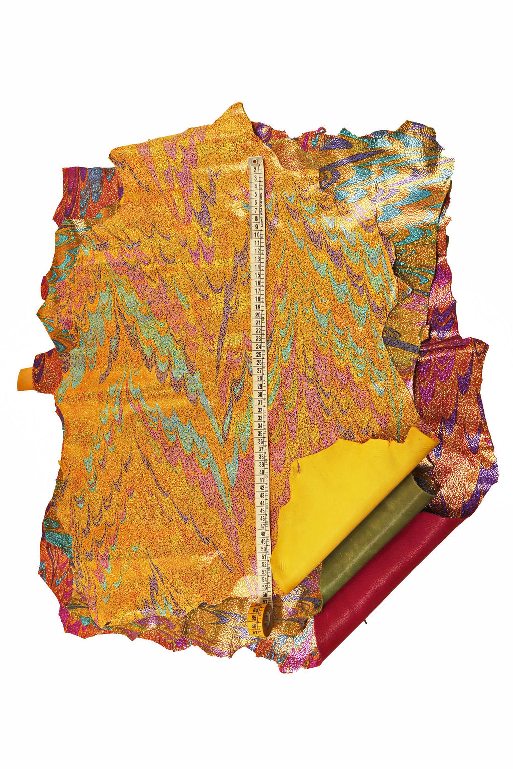 IRIDESCENT metallic goatskin, multicolor crackle printed skin with abstract pattern, soft bright hide B16073-MT(ST) La Garzarara