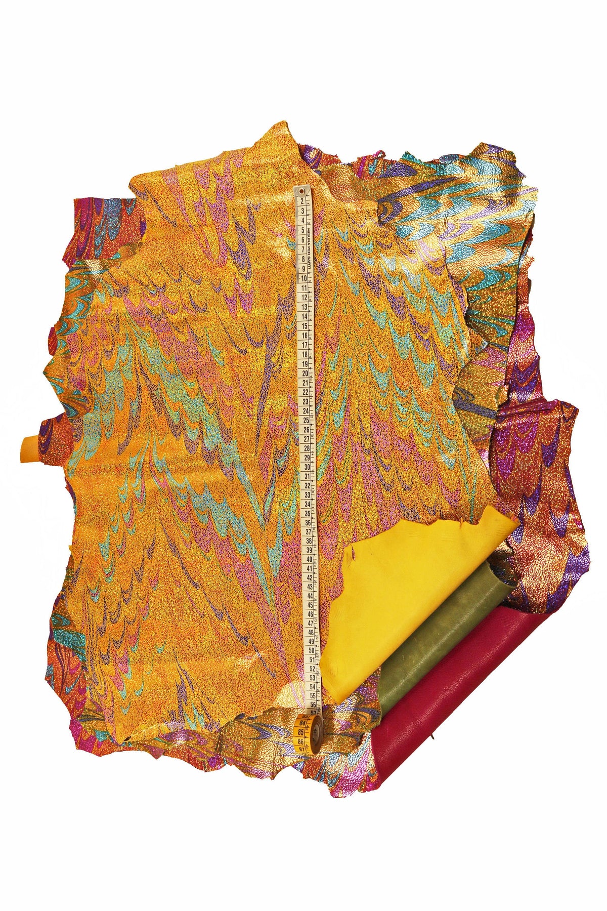IRIDESCENT metallic goatskin, multicolor crackle printed skin with abstract pattern, soft bright hide B16073-MT(ST) La Garzarara