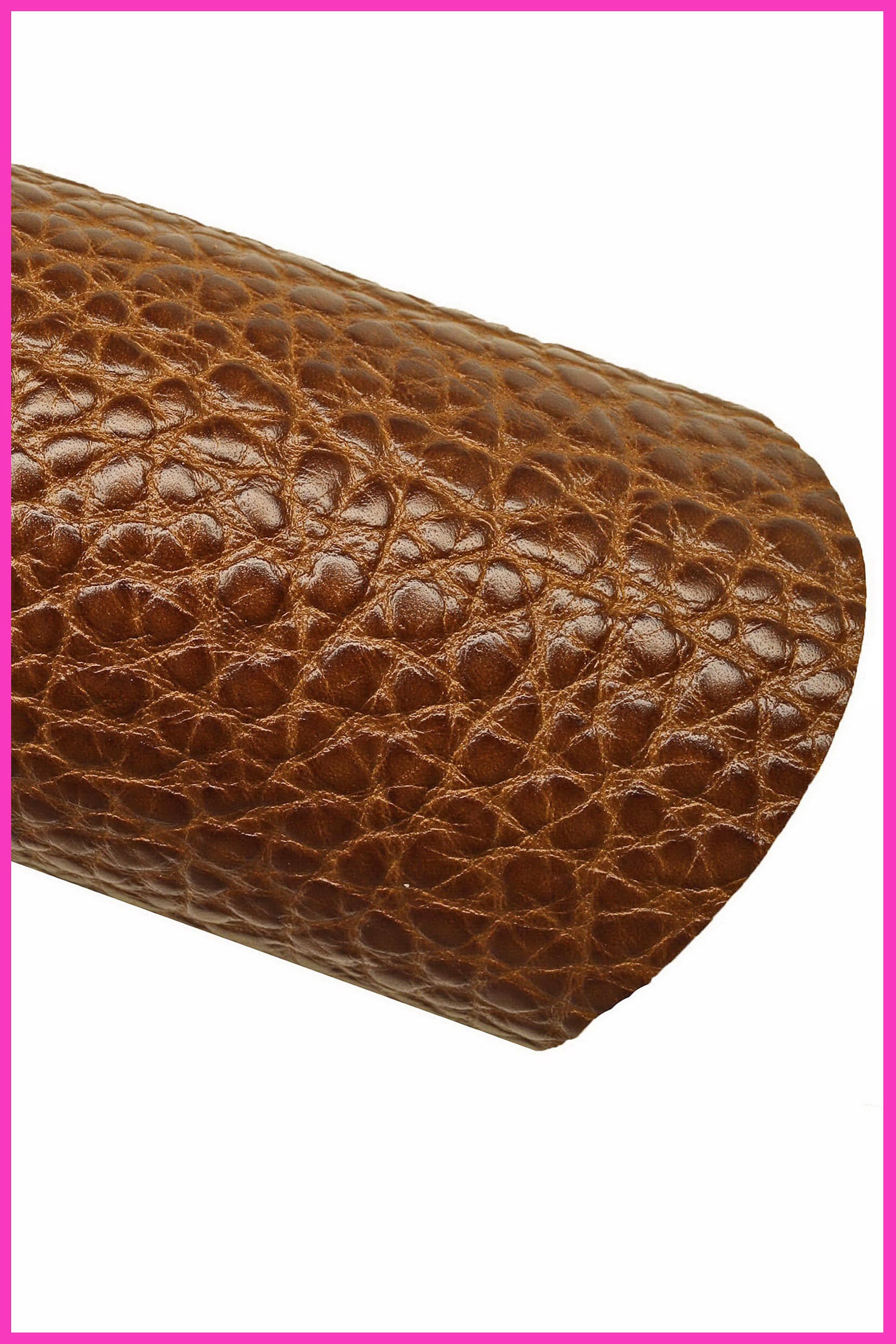 Brown PEBBLE grain printed leather hide, glossy cowhide, embossed calfskin, 1.8 - 2.0 mm B16054-ST La Garzarara