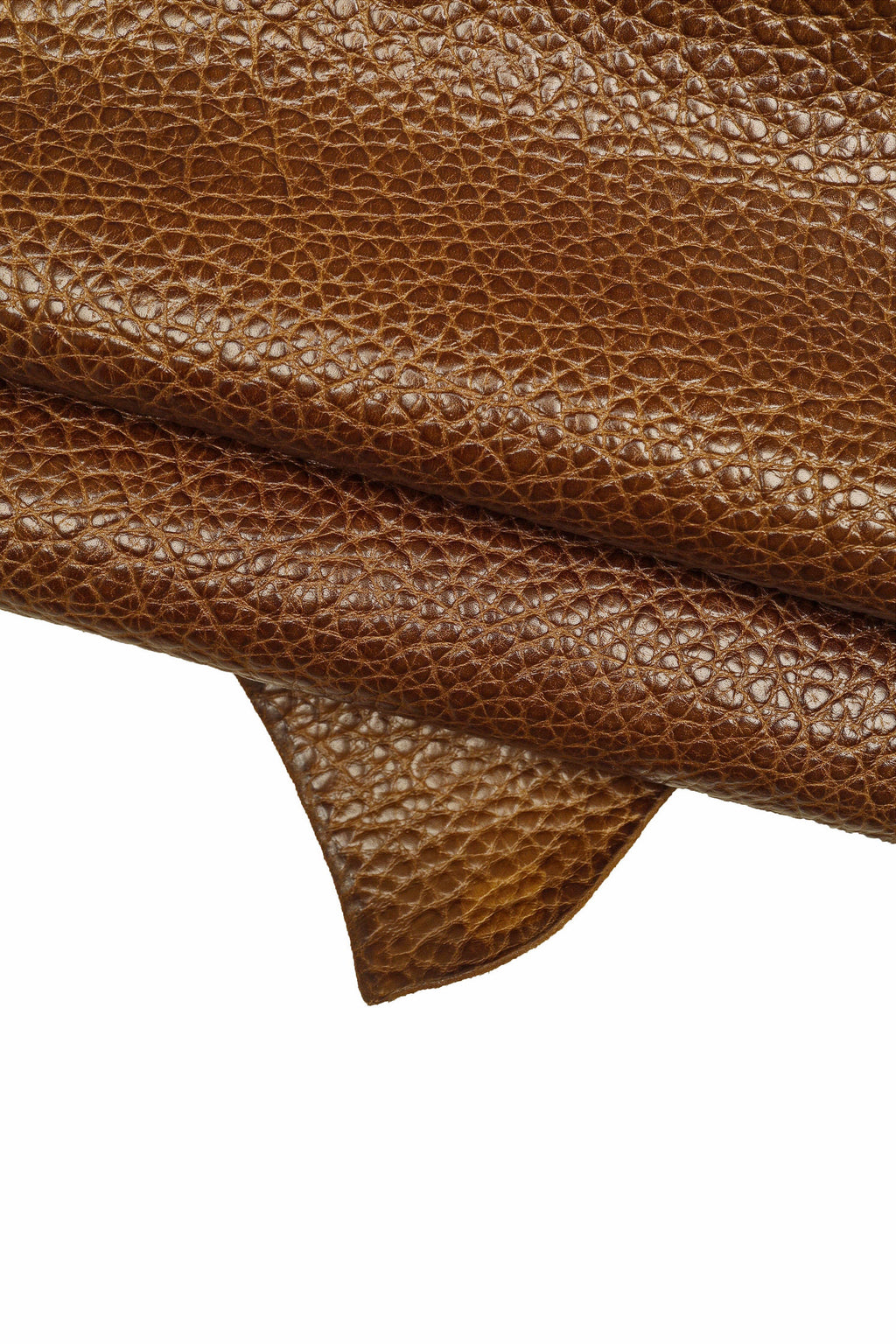 Brown PEBBLE grain printed leather hide, glossy cowhide, embossed calfskin, 1.8 - 2.0 mm B16054-ST La Garzarara