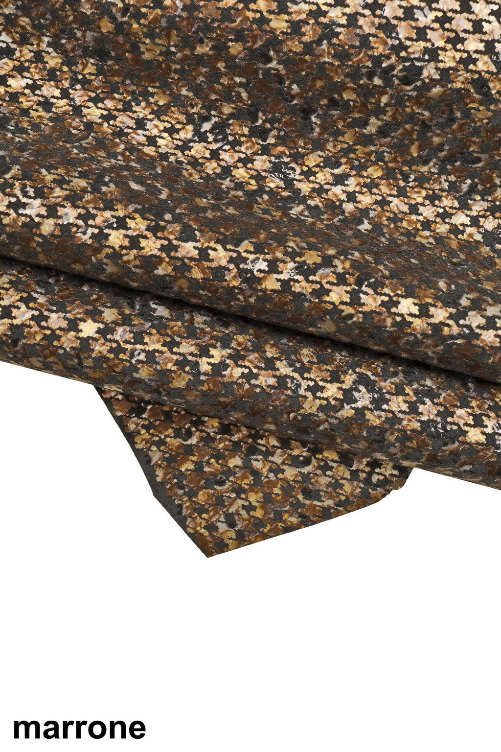 PIED de poule textured leather skin, brown blue gray metallic printed goatskin, bright soft skin B16026-MT(st) La Garzarara