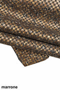 PIED de poule textured leather skin, brown blue gray metallic printed goatskin, bright soft skin B16026-MT(st) La Garzarara