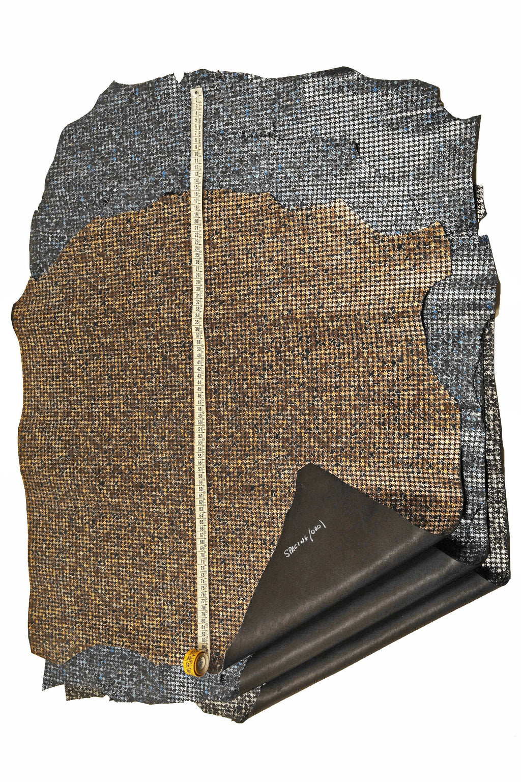 PIED de poule textured leather skin, brown blue gray metallic printed goatskin, bright soft skin B16026-MT(st) La Garzarara