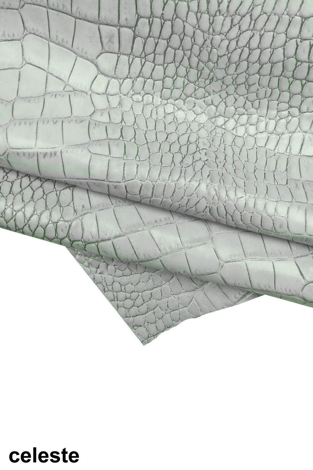 Pastel Croc Leather Hide, | Powder Blue, Stone & Blush Pink Italian Crocodile, Exotic Alligator Embossed Leather B16032-ST La Garzarara