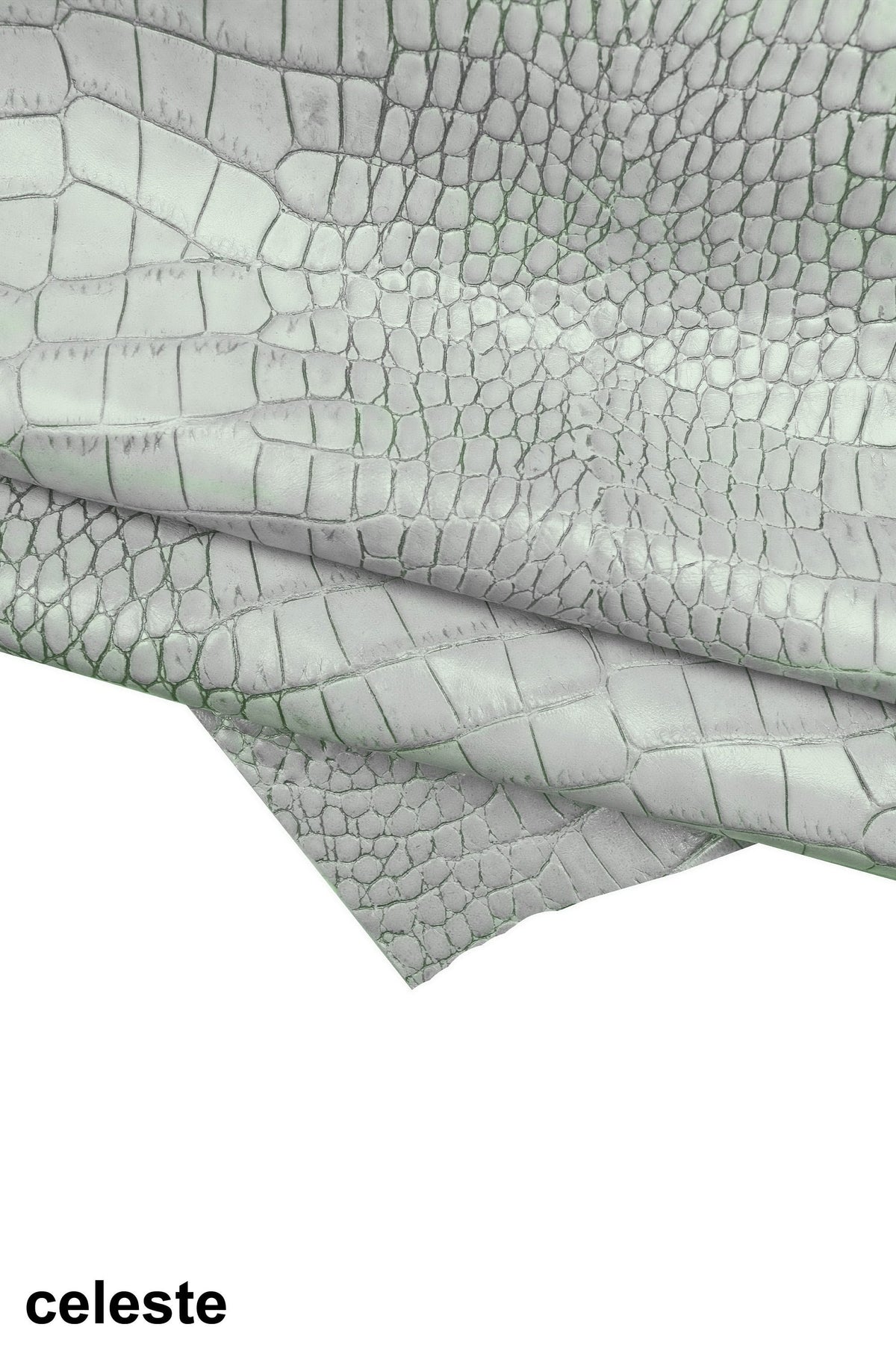 Pastel Croc Leather Hide, | Powder Blue, Stone & Blush Pink Italian Crocodile, Exotic Alligator Embossed Leather B16032-ST La Garzarara