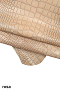 Pastel Croc Leather Hide, | Powder Blue, Stone & Blush Pink Italian Crocodile, Exotic Alligator Embossed Leather B16032-ST La Garzarara