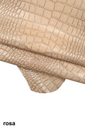 Pastel Croc Leather Hide, | Powder Blue, Stone & Blush Pink Italian Crocodile, Exotic Alligator Embossed Leather B16032-ST La Garzarara
