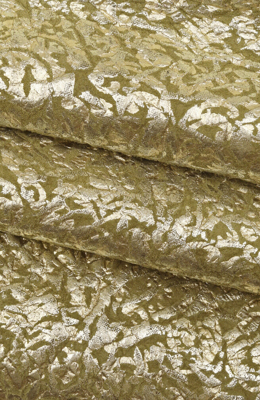 Raised print goatskin leather, green beige metallic stamped skin, bright embossed nubuck goat B15999-MT(ST) La Garzarara