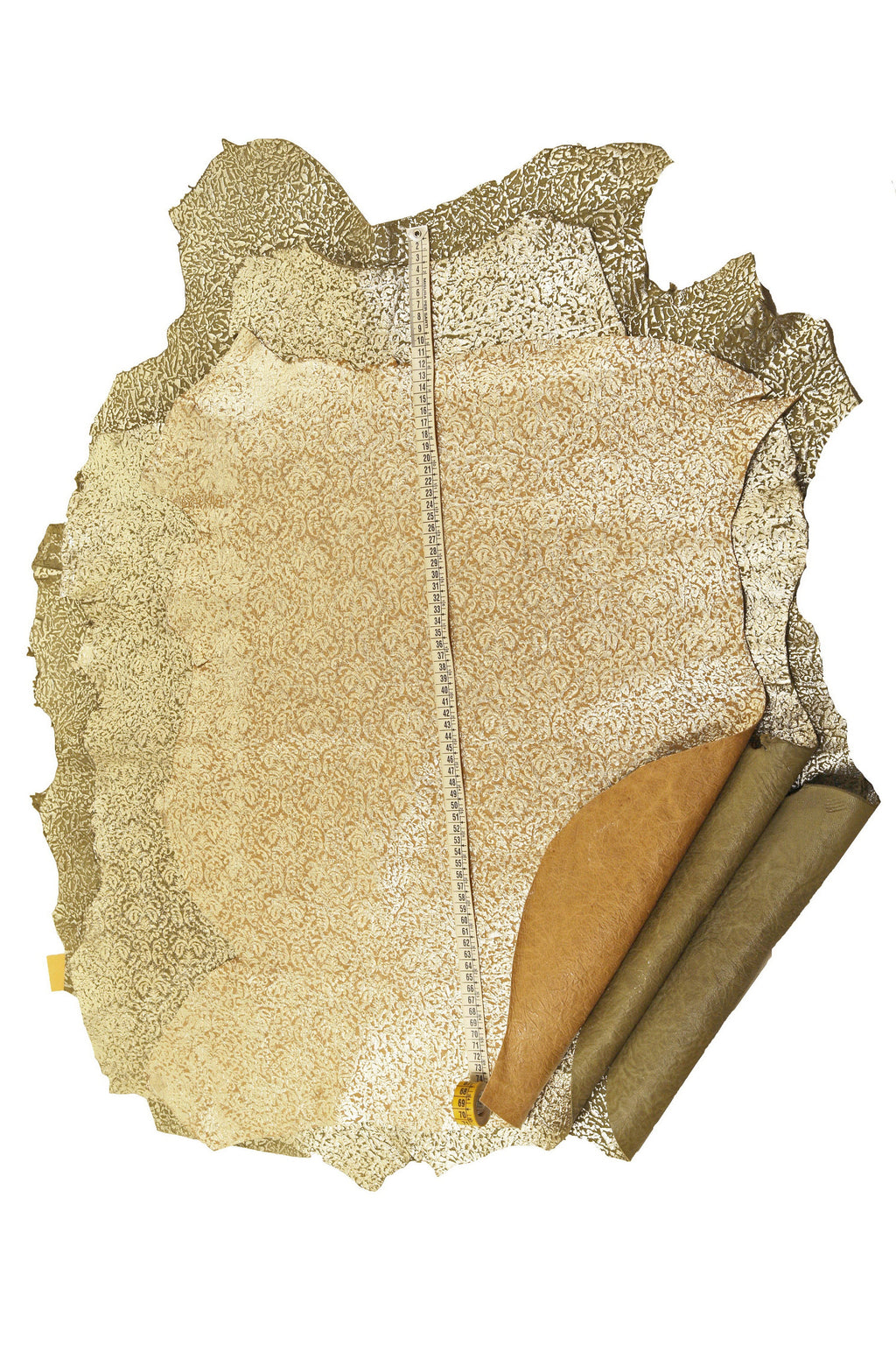 Raised print goatskin leather, green beige metallic stamped skin, bright embossed nubuck goat B15999-MT(ST) La Garzarara