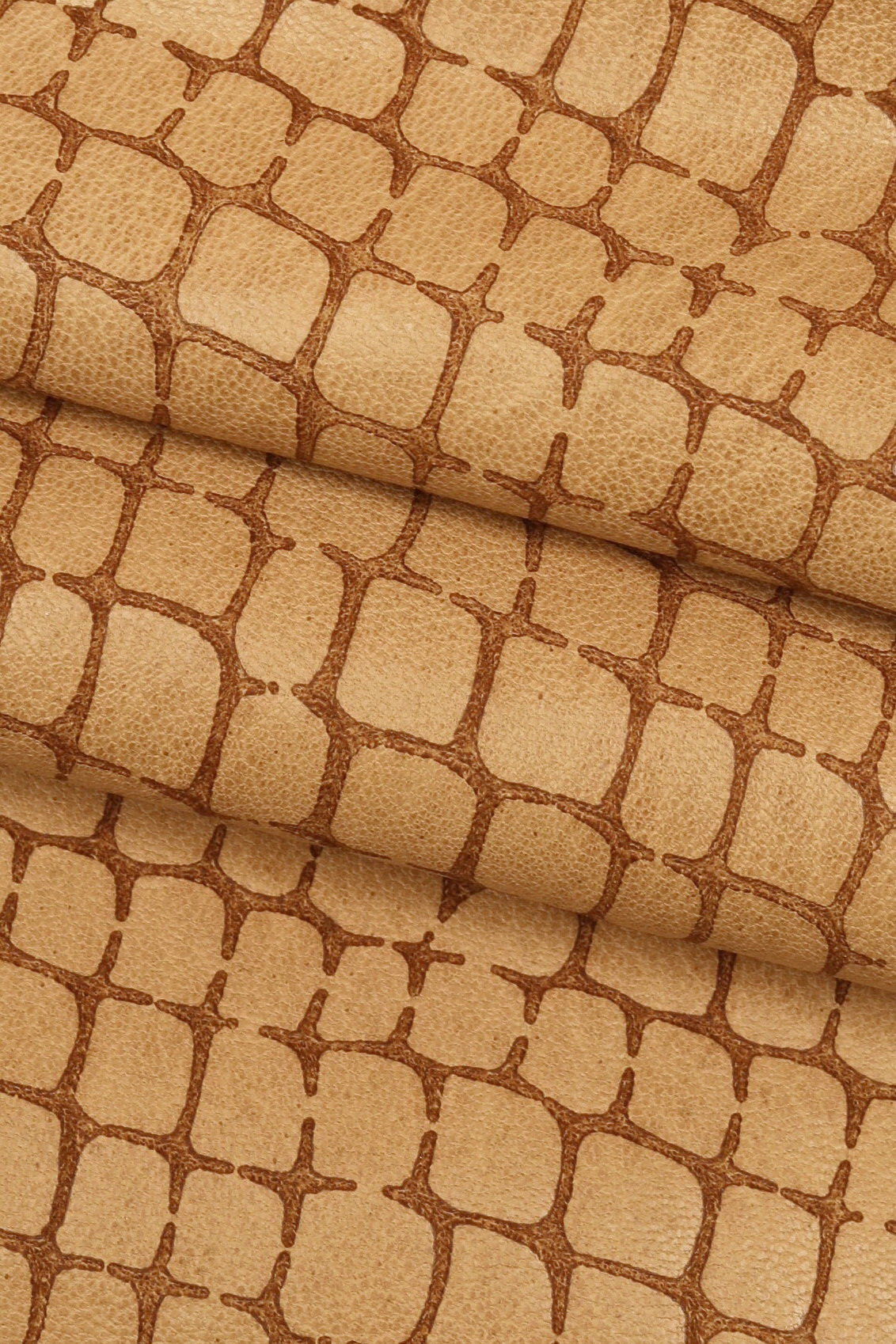 CROCODILE printed leather skin, brown, grey, beige sporty vintage goatskin, soft croc embossed hide B16152-VT La Garzarara