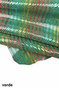 Multicolor STRIPES printed leather skin, green, yellow and orange snake texture and metallic soft suede goatskin B16169-MT(ST) La Garzarara