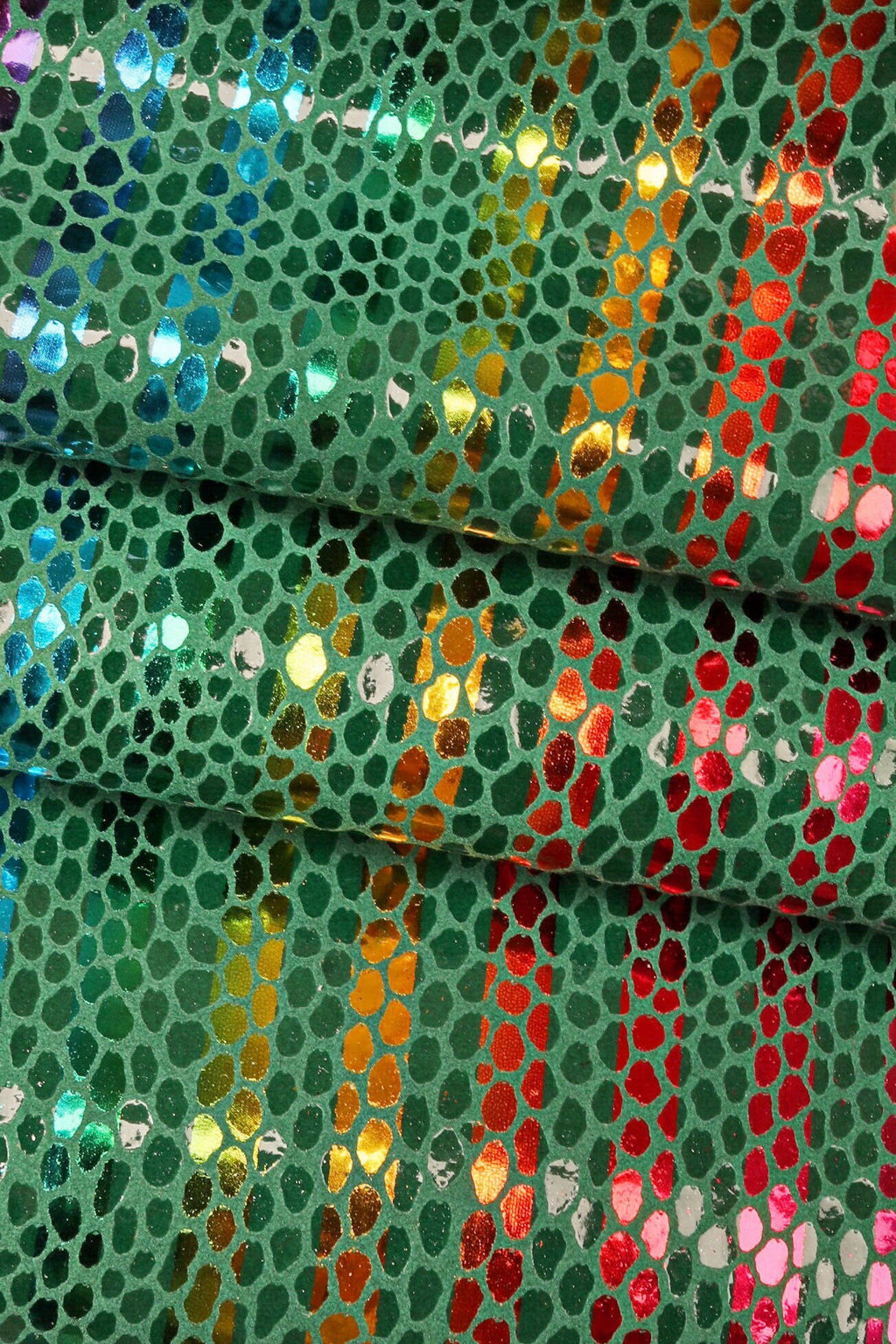 Multicolor STRIPES printed leather skin, green, yellow and orange snake texture and metallic soft suede goatskin B16169-MT(ST) La Garzarara