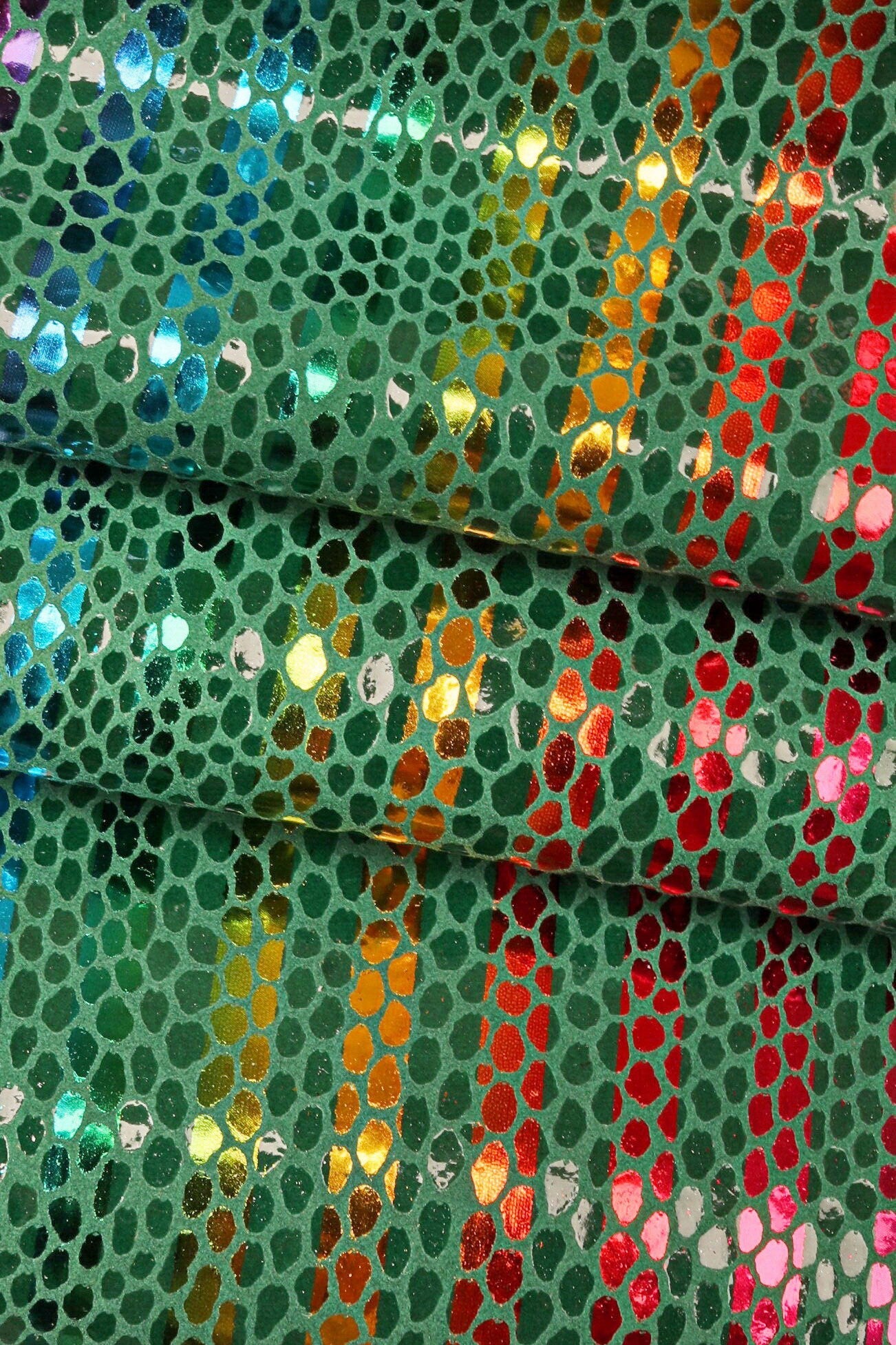 Multicolor STRIPES printed leather skin, green, yellow and orange snake texture and metallic soft suede goatskin B16169-MT(ST) La Garzarara