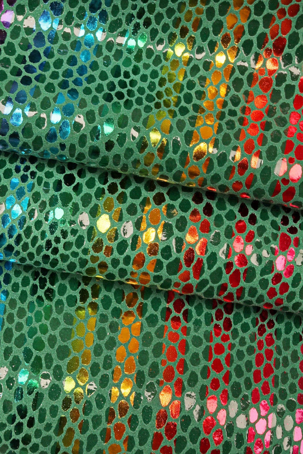 Multicolor STRIPES printed leather skin, green, yellow and orange snake texture and metallic soft suede goatskin B16169-MT(ST) La Garzarara