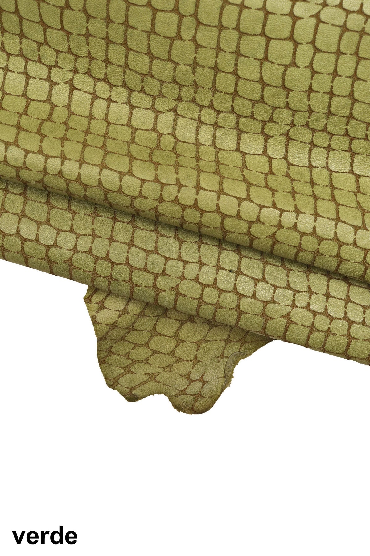 CROCODILE embossed goatskin leather – BLUE, green or beige – soft washed hide for crafts, bags & upholstery – LaGarzarara B16157-VT