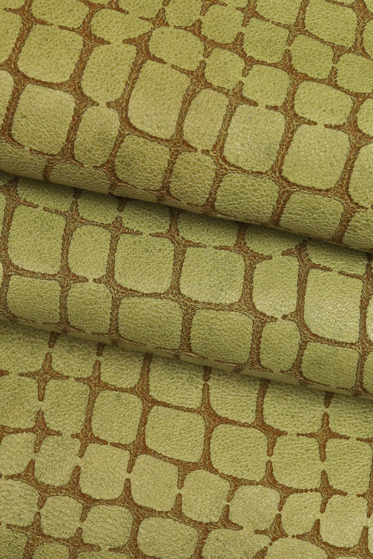 CROCODILE embossed goatskin leather – BLUE, green or beige – soft washed hide for crafts, bags & upholstery – LaGarzarara B16157-VT