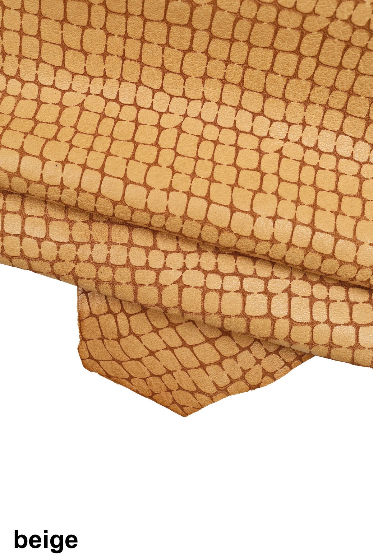 CROCODILE embossed goatskin leather – BLUE, green or beige – soft washed hide for crafts, bags & upholstery – LaGarzarara B16157-VT