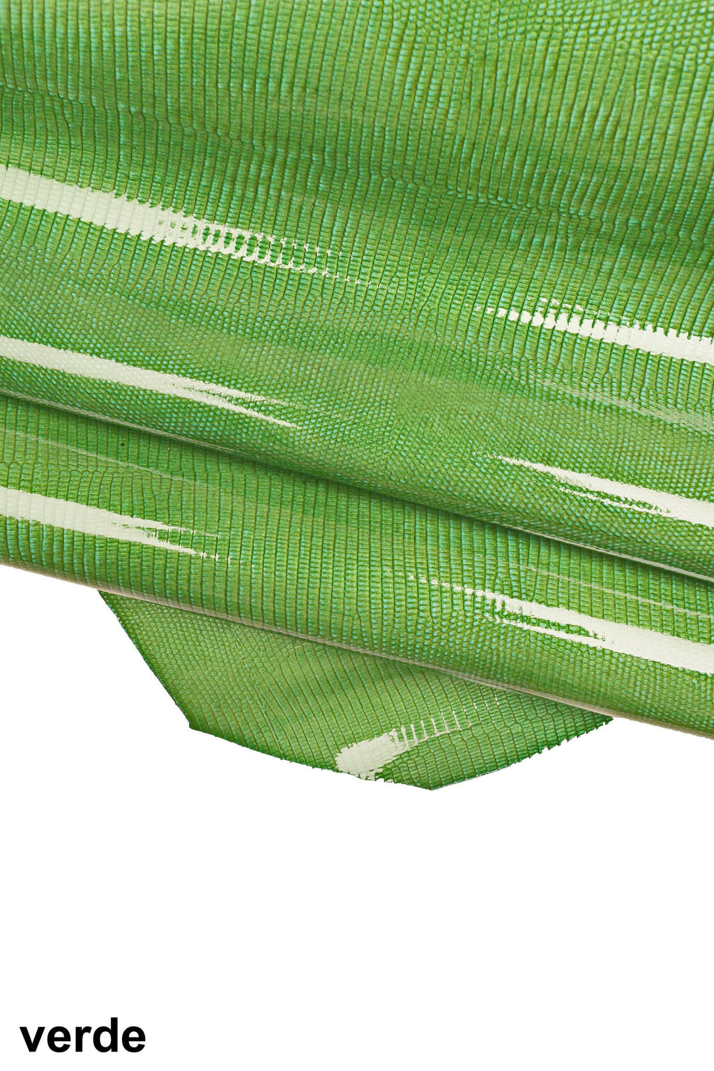 Green LIZARD printed patent goatskin, animal textured leather, glossy soft leather hide for crafting 0.6 - 0.8 mm B17952-ST La Garzarara