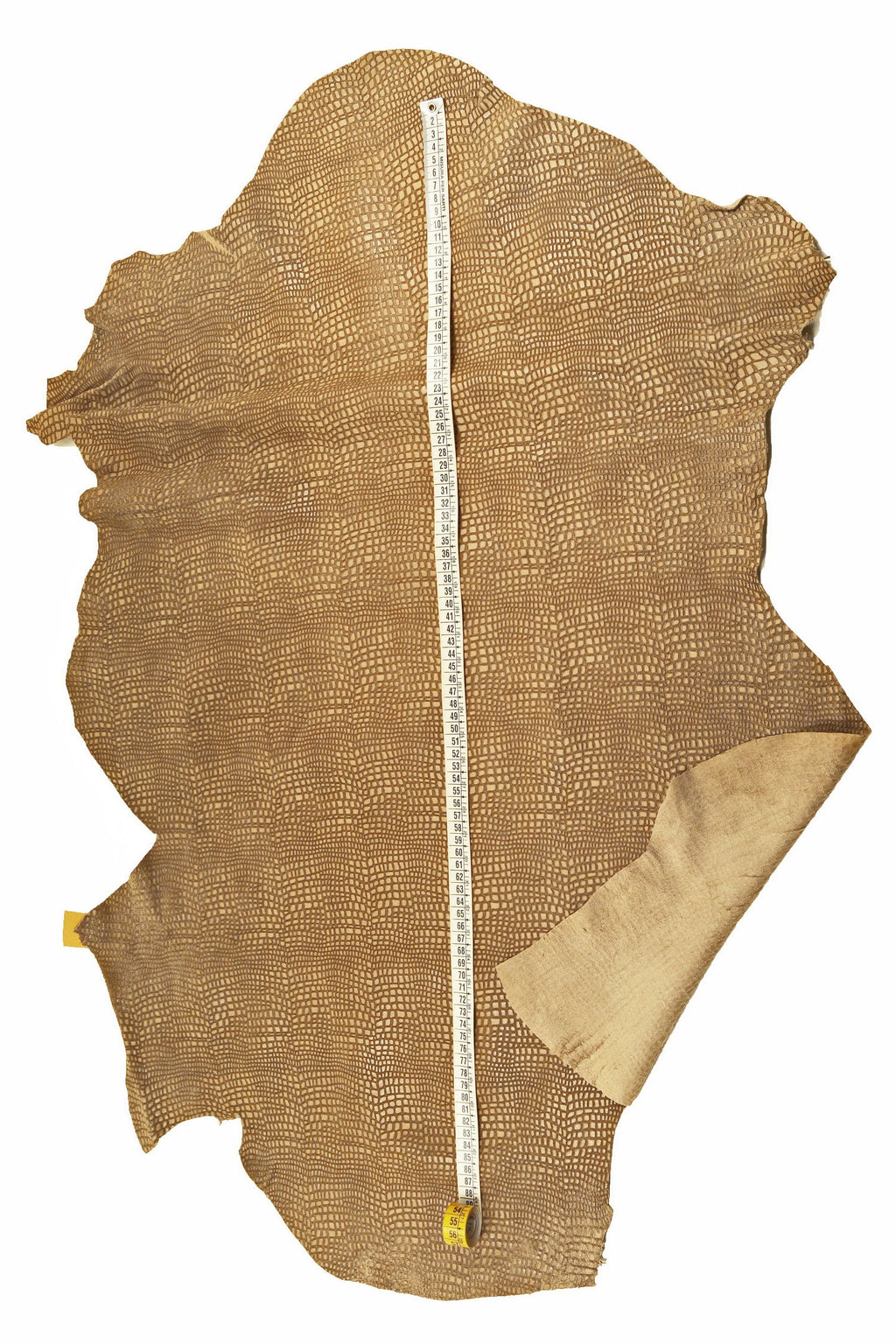 Camel CROCODILE embossed leather hide, beige reptile textured croco goat skin 1.1–1.3 mm for bags accessories B16151-VT La Garzarara