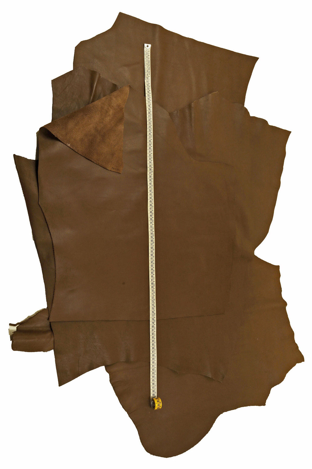 Chocolate brown calf cowhide leather SKIN hide, semi glossy solid color with natural grain for leather goods, B16047-TU La Garzarara