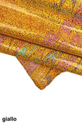 IRIDESCENT metallic goatskin, multicolor crackle printed skin with abstract pattern, soft bright hide B16073-MT(ST) La Garzarara